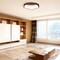 Costway LED Mount Ceiling Light 24W 3000K Lamp Fixture Wood Pattern Living Room Brown/Natural